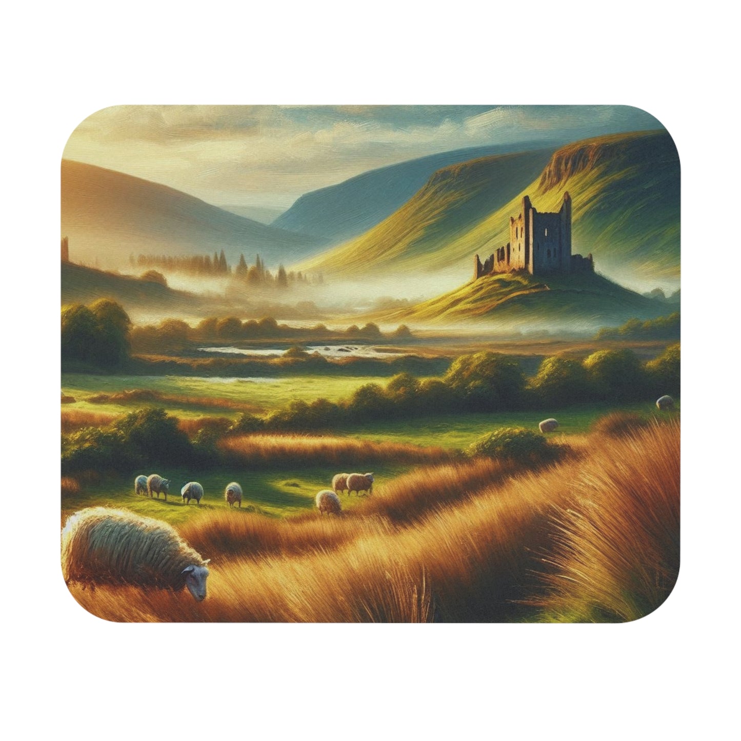 Irish Countryside Serenity Mouse Pad – Rolling Hills & Ancient Ruins - Back To Stylish