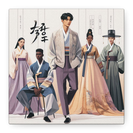 Hanbok Fashion Illustration Canvas – Elegant & Culturally Inspired Wall Art - Back To Stylish