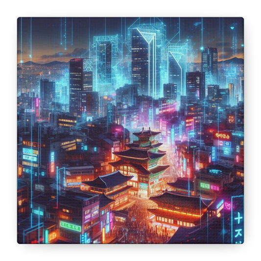 Neon Seoul Nights Canvas – Vibrant & Futuristic Cityscape Art - Back To Stylish