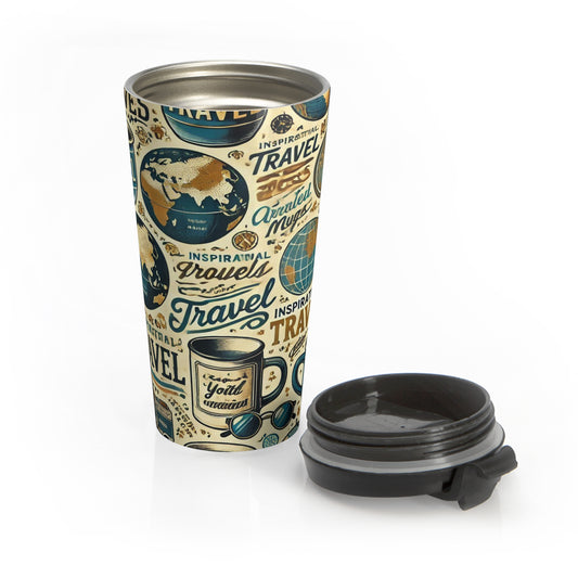 Wanderlust Warriors Stainless Steel Travel Mug – 14oz Insulated Adventure Mug - Back To Stylish